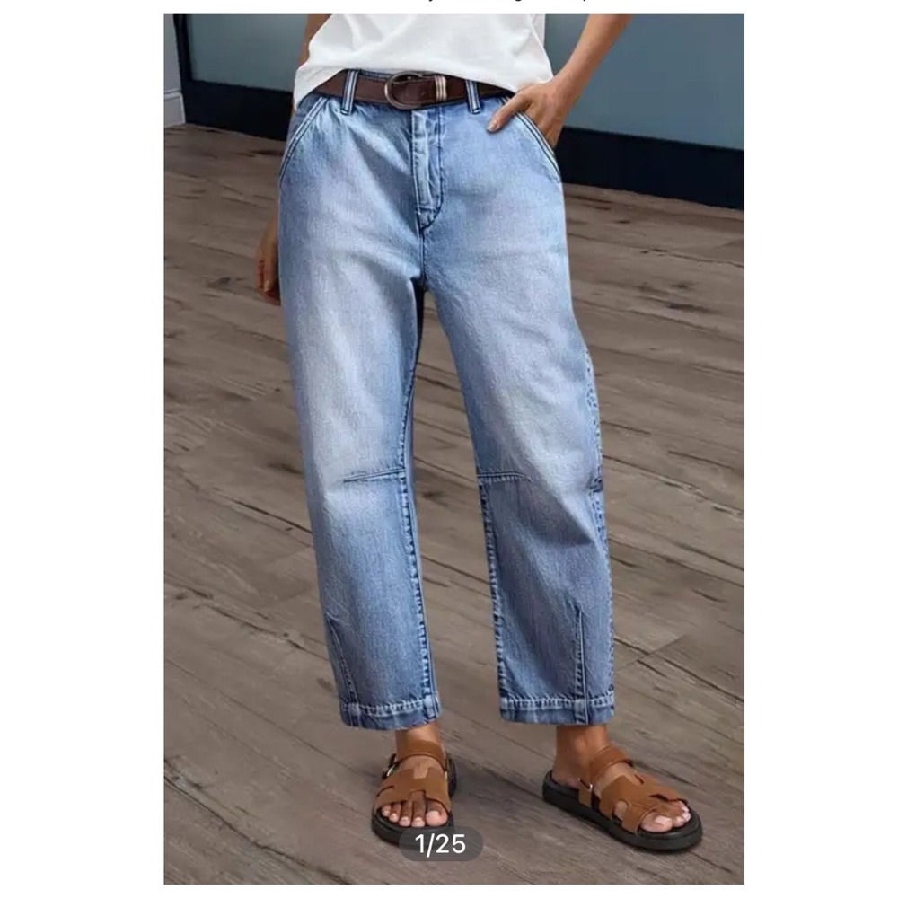 NWT Flamingals Barrel Jeans 3XL Light Mid Rise Stretch Crop Baggy Streetwear